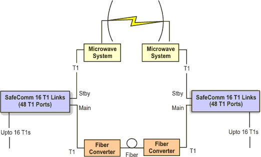 16 T1 Links (48 T1 Ports) Protection Switching